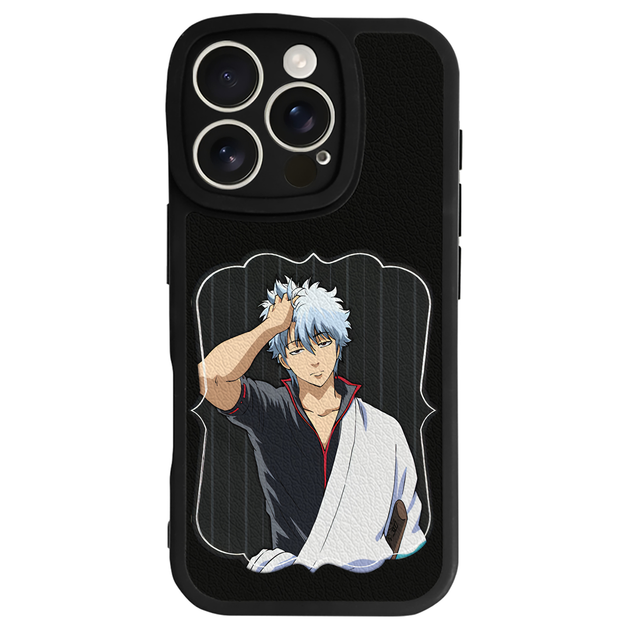 （画像用） ぎんたま 坂田銀時（さかたぎんとき） 神楽 志村新八（しむら しんぱち） GINTAMA Sakata Gintoki Kagura Shimura Shinpachi 【iPhone 16シリーズ対応】シリコンスマホケース（レザー調） 材質：シリコン